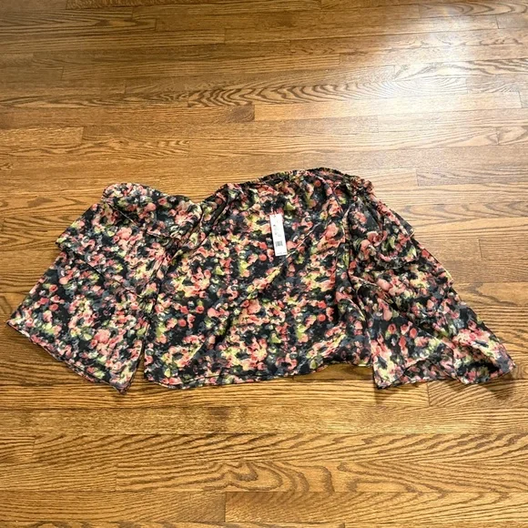 Walter Baker Multicolor Floral Off-Shoulder Blouse Size Medium